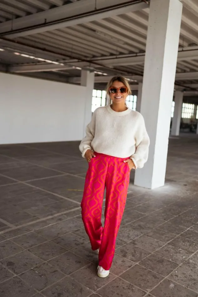Women039s Clothing Pants and Jeans Easy Clothes Pink And Orange Patterned Thaly Pants Pink And Orange