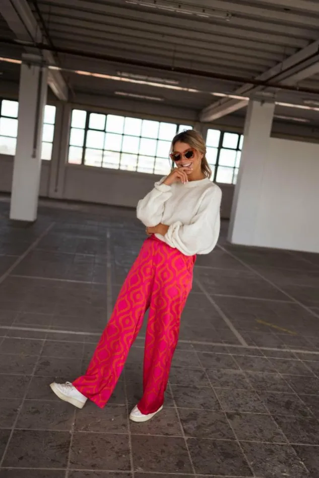 Women039s Clothing Pants and Jeans Easy Clothes Pink And Orange Patterned Thaly Pants Pink And Orange