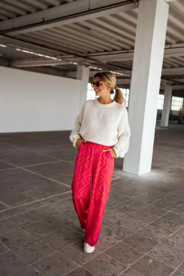 Women039s Clothing Pants and Jeans Easy Clothes Pink And Orange Patterned Thaly Pants Pink And Orange