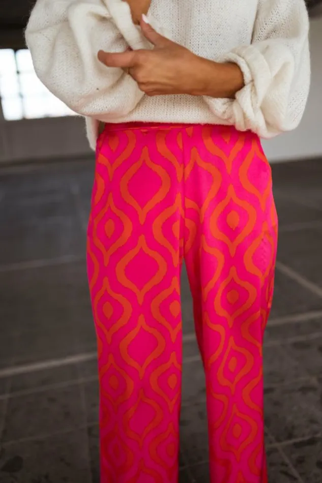 Women039s Clothing Pants and Jeans Easy Clothes Pink And Orange Patterned Thaly Pants Pink And Orange