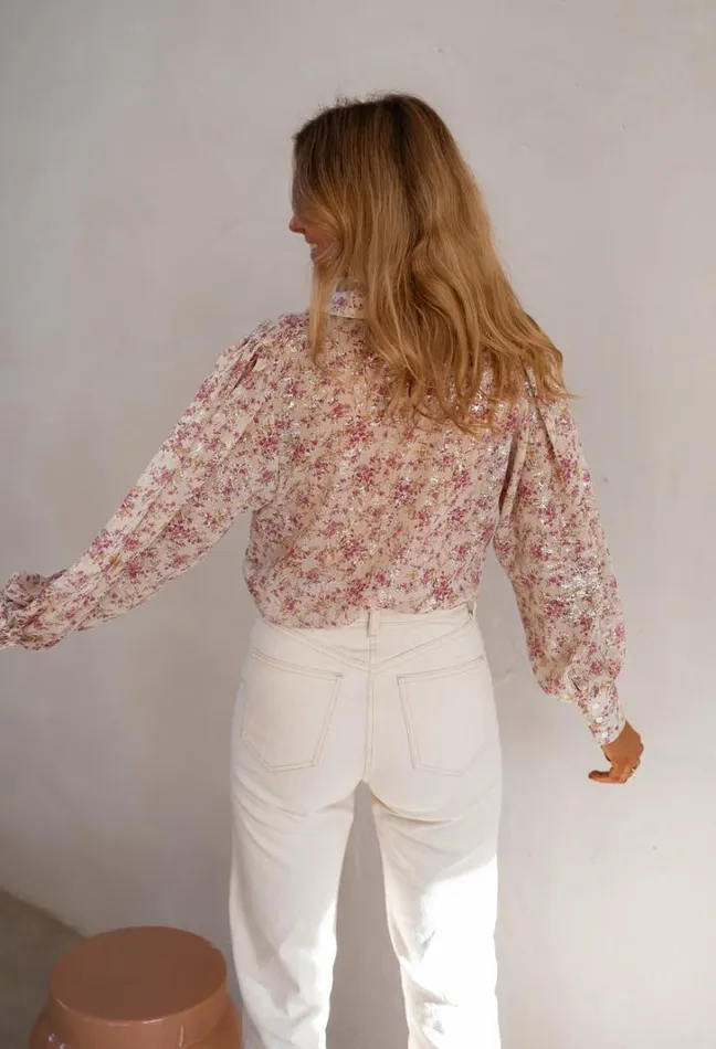 Women039s Clothing Shirts Easy Clothes Beige And Pink Nara Shirt Women039s Clothing Shirts Easy Clothes Beige And Pink Nara Shirt