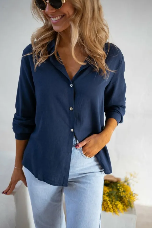 Women039s Clothing Shirts Easy Clothes Blue Sinou Shirt