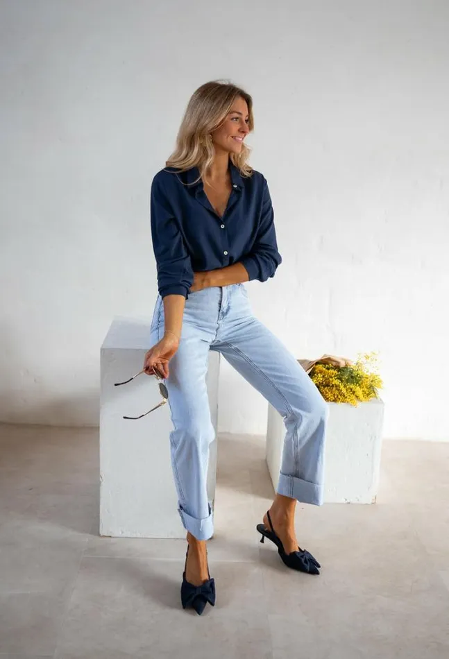 Women039s Clothing Shirts Easy Clothes Blue Sinou Shirt