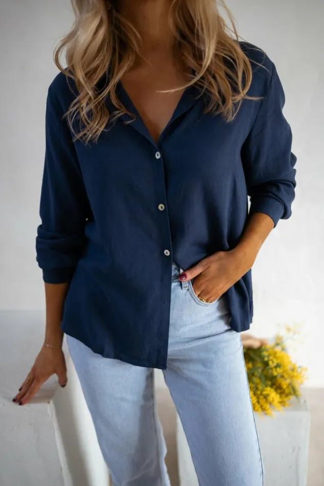Women039s Clothing Shirts Easy Clothes Blue Sinou Shirt