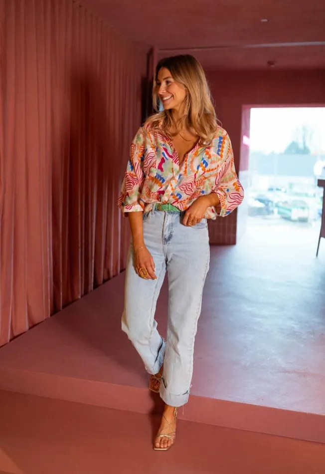 Women039s Clothing Shirts Easy Clothes Pink Patterned Violette Shirt