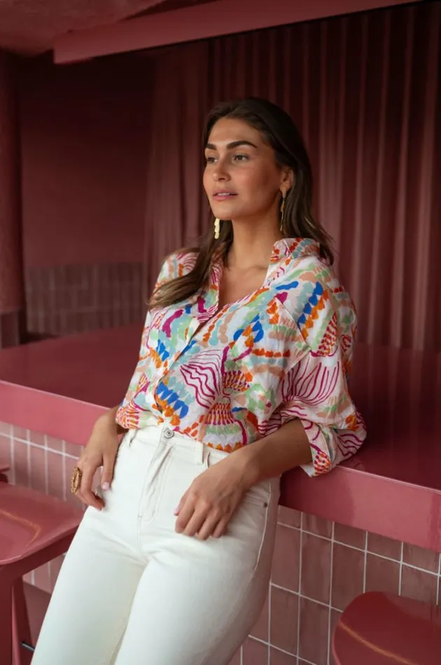 Women039s Clothing Shirts Easy Clothes Pink Patterned Violette Shirt