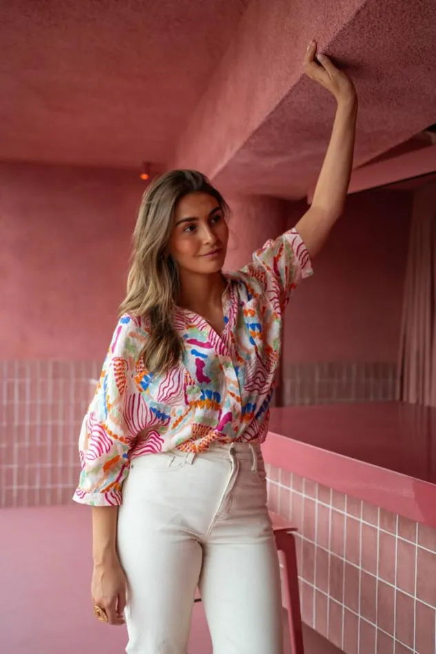Women039s Clothing Shirts Easy Clothes Pink Patterned Violette Shirt