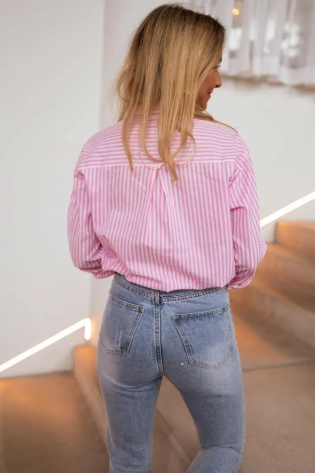 Women039s Clothing Shirts Easy Clothes Pink Striped Raphi Shirt Pink Women039s Clothing Shirts Easy Clothes Pink Striped Raphi Shirt Pink