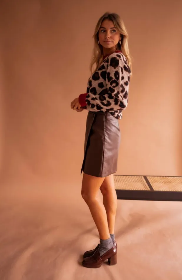 Women039s Clothing Skirts Easy Clothes Chocolate Faux Leather Maeva Skirt