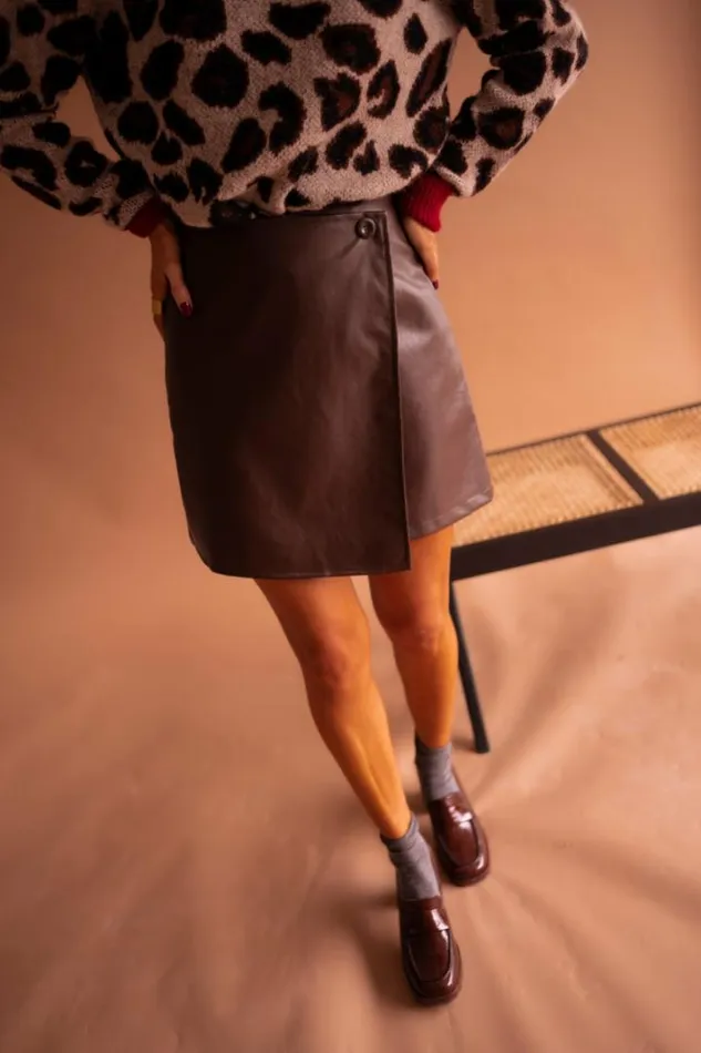 Women039s Clothing Skirts Easy Clothes Chocolate Faux Leather Maeva Skirt