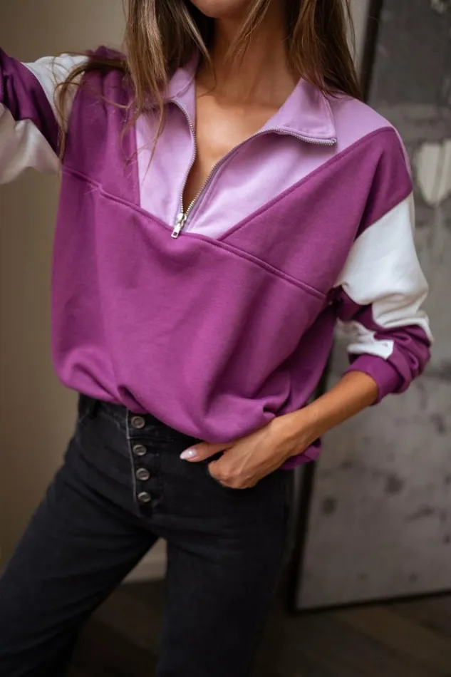 Women039s Clothing Sweaters Easy Clothes Purple And Ecru Elisabeth Sweater Women039s Clothing Sweaters Easy Clothes Purple And Ecru Elisabeth Sweater