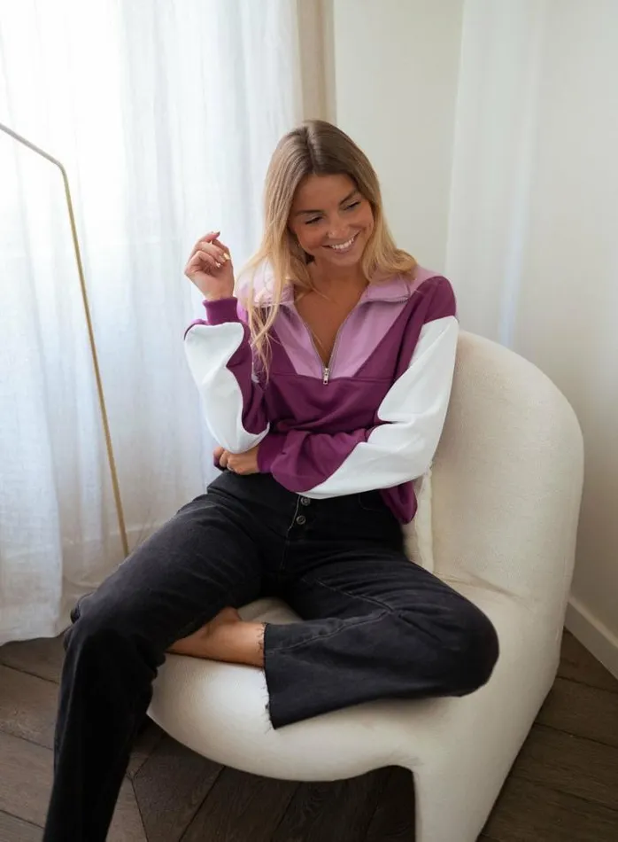 Women039s Clothing Sweaters Easy Clothes Purple And Ecru Elisabeth Sweater Women039s Clothing Sweaters Easy Clothes Purple And Ecru Elisabeth Sweater