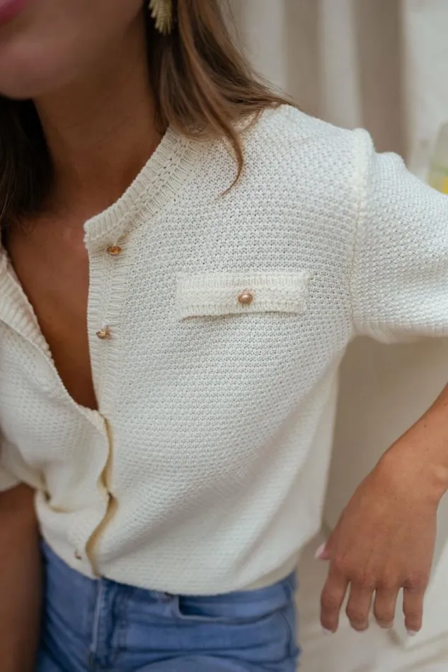 Women039s Clothing Tops Easy Clothes Ecru Sophie Short Sleeve Sweater Women039s Clothing Tops Easy Clothes Ecru Sophie Short Sleeve Sweater