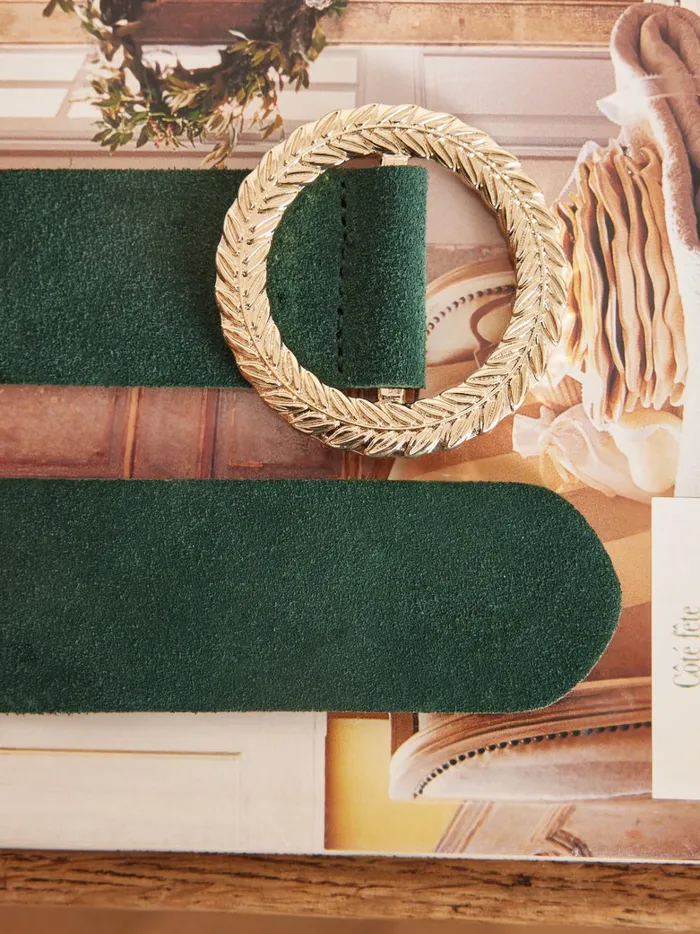 Women Accessories Cyrillus SuedeLike Leather Belt Green