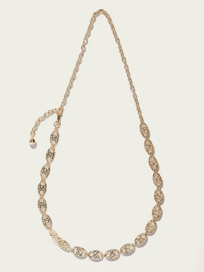 Women Accessories Marciano GoldTone Hammered Chain Belt Silvergold
