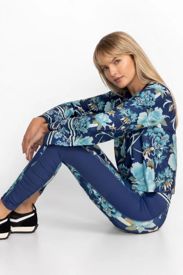 Women Active Johnny Was BEE ACTIVE RUCHED PANEL POCKET LEGGING Peonee Blue