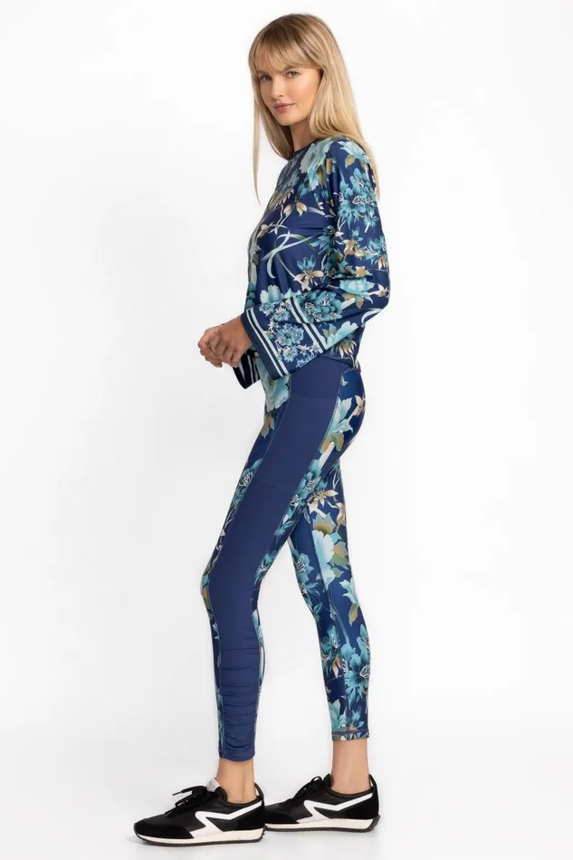 Women Active Johnny Was BEE ACTIVE RUCHED PANEL POCKET LEGGING Peonee Blue