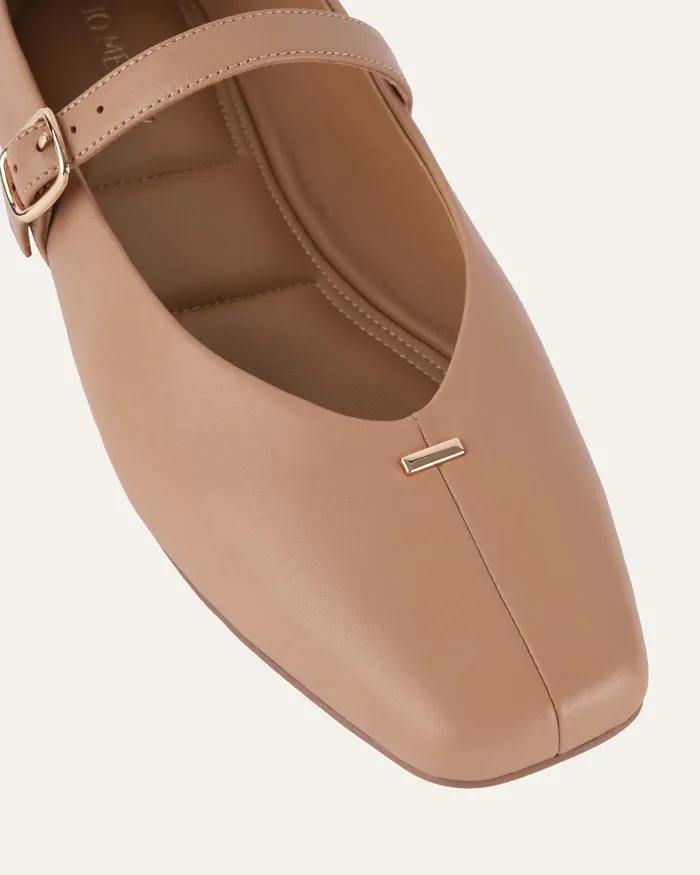 Women April casual flats tan leather BALLET jomercer