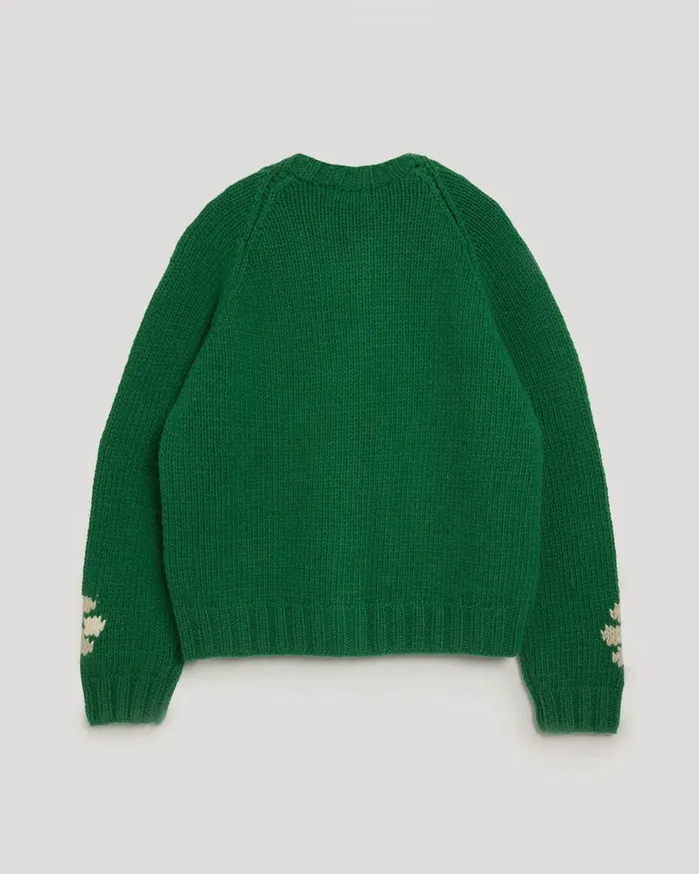 Women Atomic Cardigan Green Ecru YMC Knitwear
