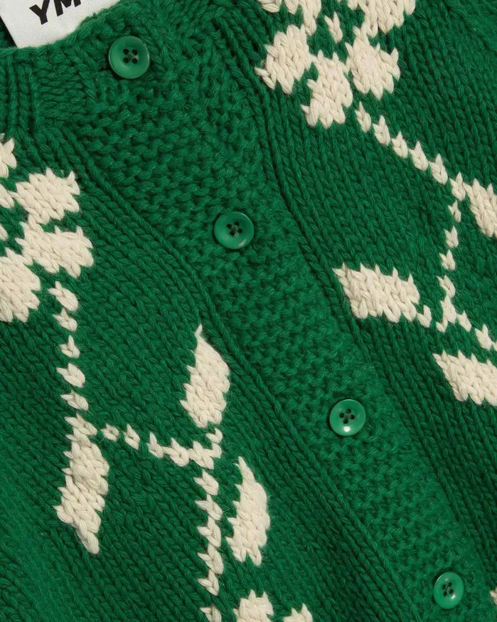 Women Atomic Cardigan Green Ecru YMC Knitwear