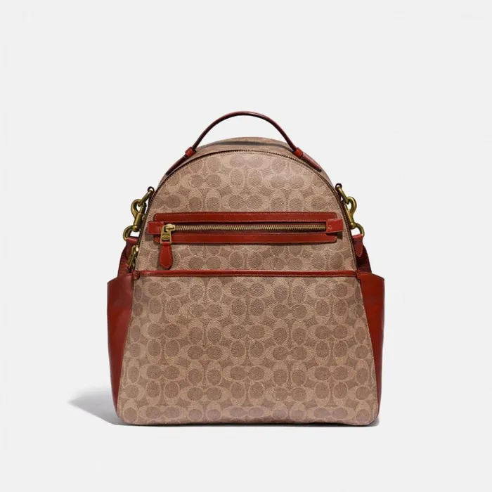 Women Baby Backpack In Signature Canvas Brasstanrust Coach Backpacks