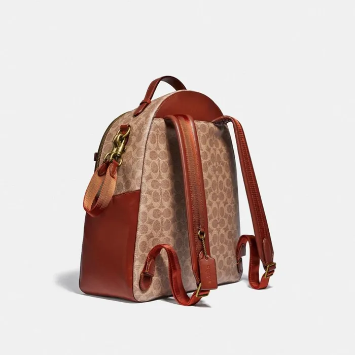 Women Baby Backpack In Signature Canvas Brasstanrust Coach Backpacks