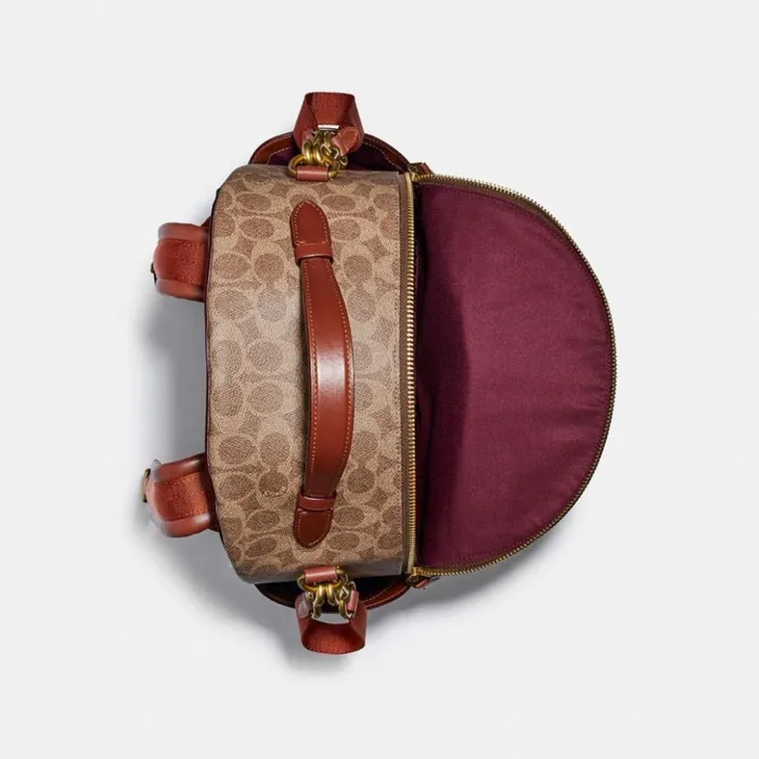 Women Baby Backpack In Signature Canvas Brasstanrust Coach Backpacks
