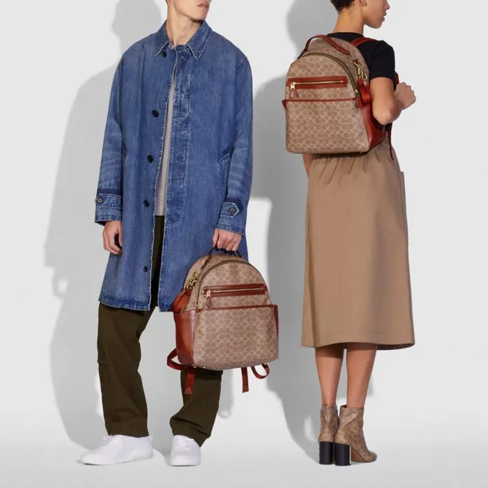 Women Baby Backpack In Signature Canvas Brasstanrust Coach Backpacks