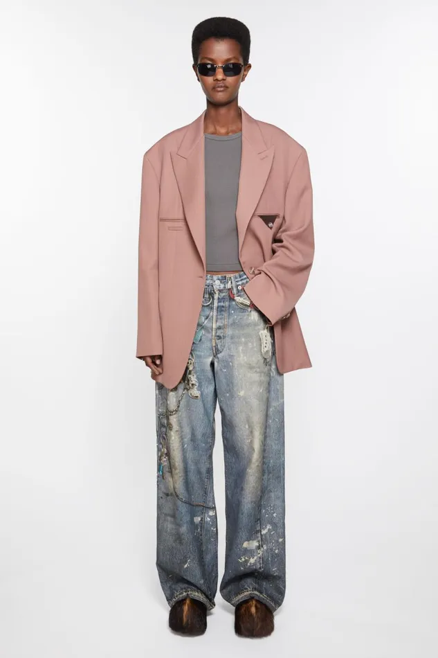 Women Baggy Fit Jeans 8211 1981F Mid Blue Acne Studios Trousers
