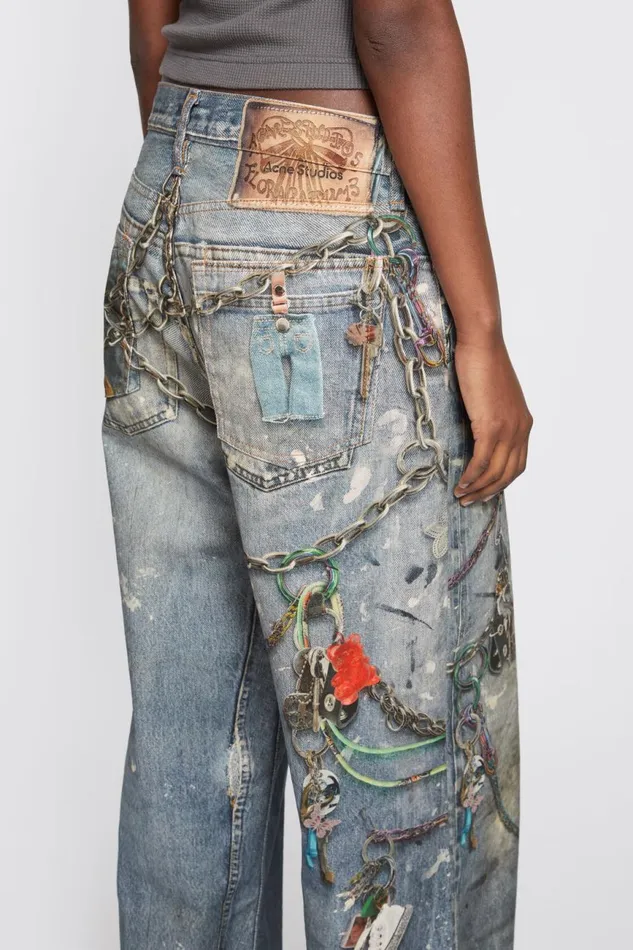 Women Baggy Fit Jeans 8211 1981F Mid Blue Acne Studios Trousers