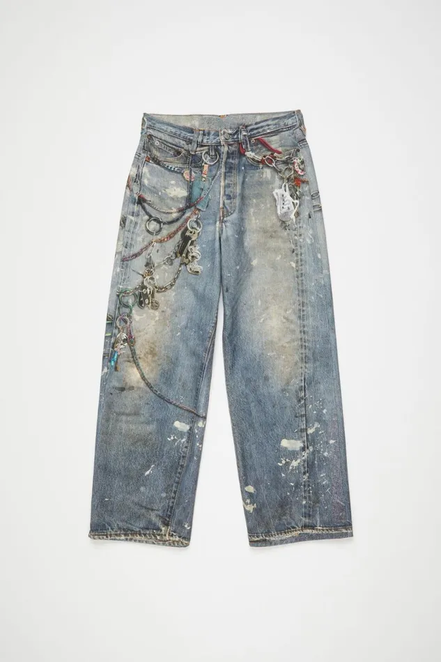 Women Baggy Fit Jeans 8211 1981F Mid Blue Acne Studios Trousers