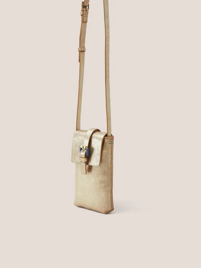 Women BAGS and PURSES White Stuff Clara Buckle Leather Phone Bag Gold Tone Metallic Women BAGS and PURSES White Stuff Clara Buckle Leather Phone Bag Gold Tone Metallic