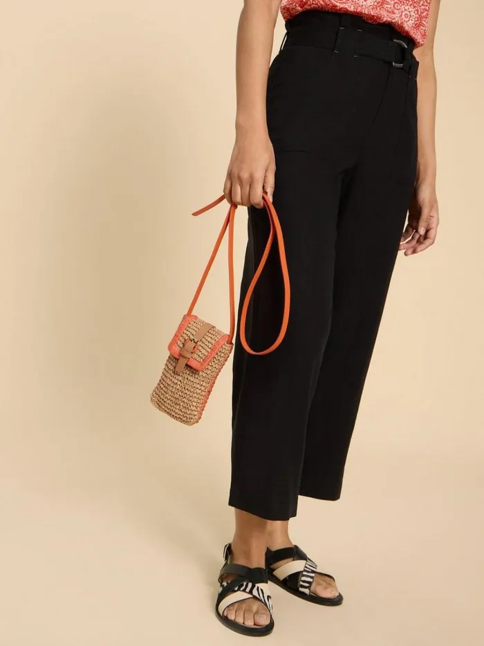 Women BAGS and PURSES White Stuff Clara Buckle Raffia Phone Bag Orange Multi