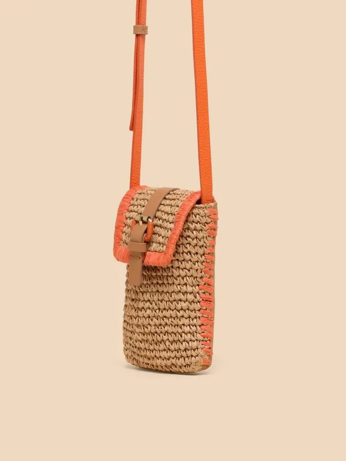 Women BAGS and PURSES White Stuff Clara Buckle Raffia Phone Bag Orange Multi Women BAGS and PURSES White Stuff Clara Buckle Raffia Phone Bag Orange Multi