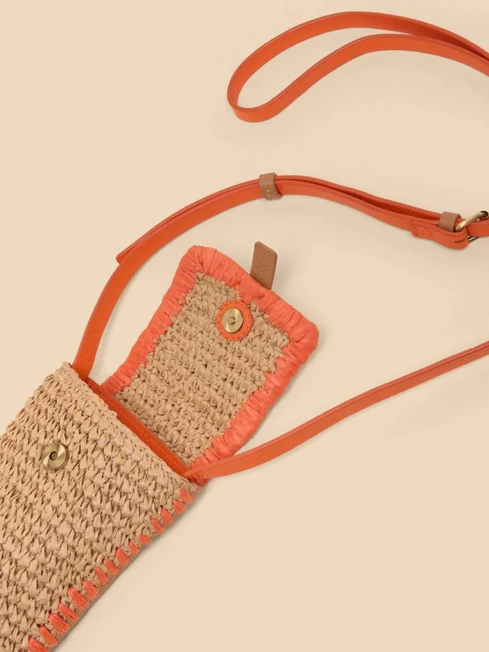 Women BAGS and PURSES White Stuff Clara Buckle Raffia Phone Bag Orange Multi Women BAGS and PURSES White Stuff Clara Buckle Raffia Phone Bag Orange Multi