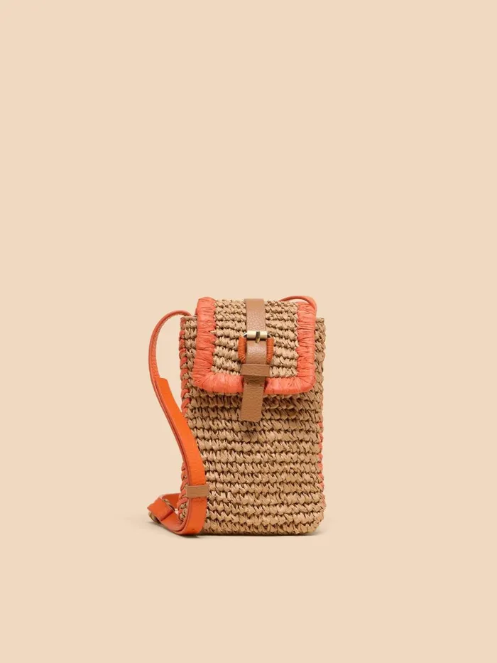 Women BAGS and PURSES White Stuff Clara Buckle Raffia Phone Bag Orange Multi Women BAGS and PURSES White Stuff Clara Buckle Raffia Phone Bag Orange Multi