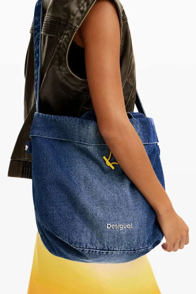Women Bags Desigual Reversible Denim Shopper Bag L
