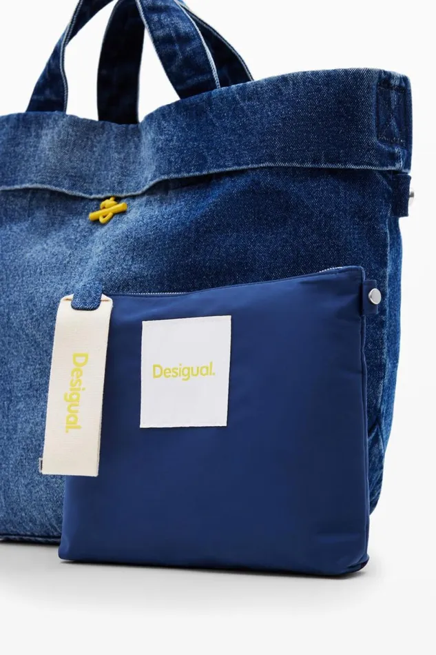 Women Bags Desigual Reversible Denim Shopper Bag L