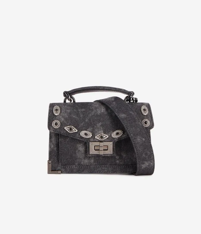 Women Bags THE KOOPLES Emily New Nano Black Denim Bag With Rivets