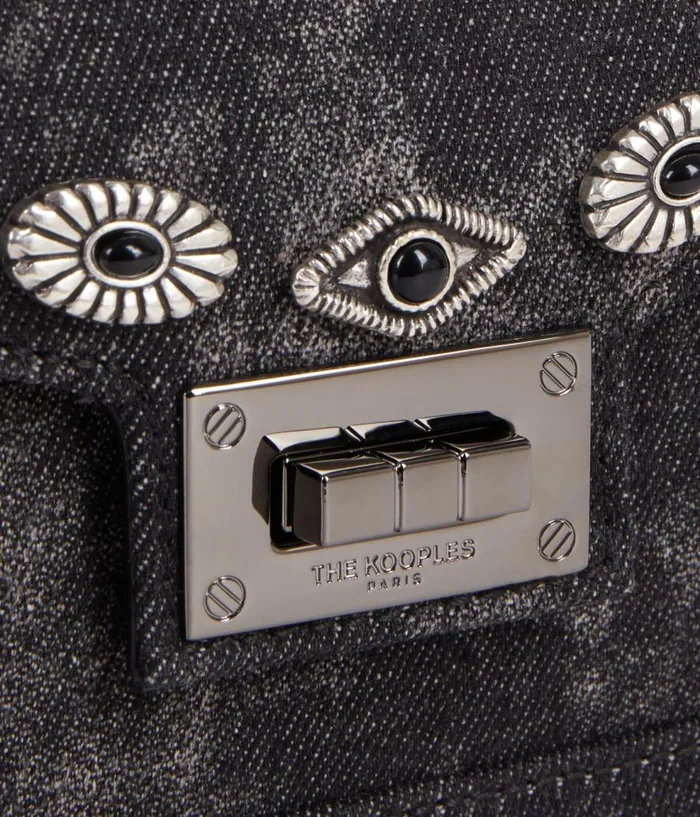 Women Bags THE KOOPLES Emily New Nano Black Denim Bag With Rivets Women Bags THE KOOPLES Emily New Nano Black Denim Bag With Rivets