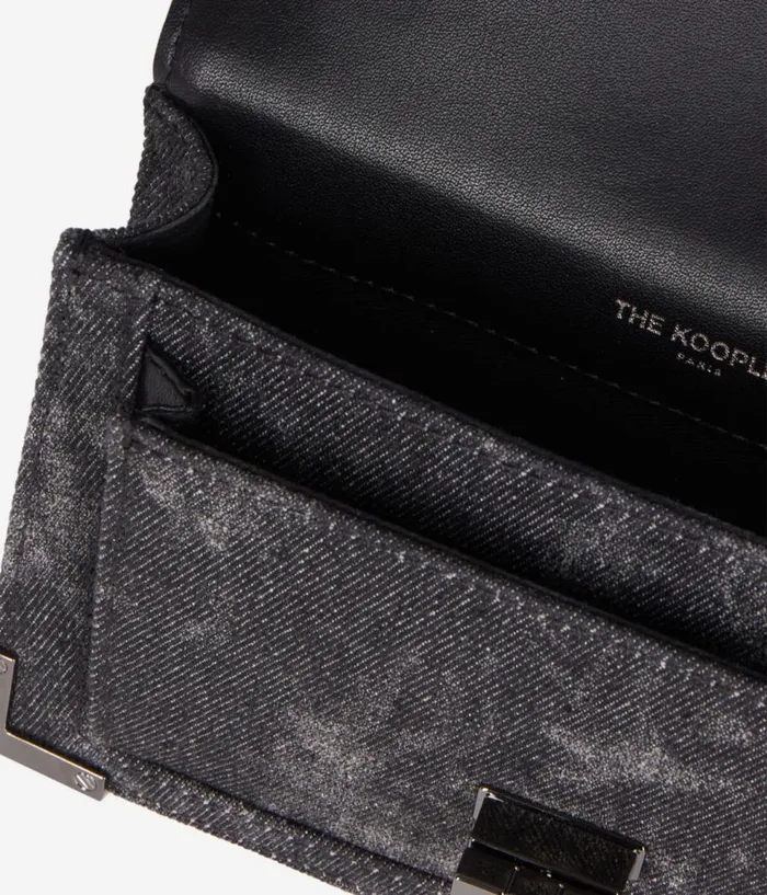 Women Bags THE KOOPLES Emily New Nano Black Denim Bag With Rivets Women Bags THE KOOPLES Emily New Nano Black Denim Bag With Rivets