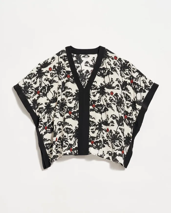 Women Banded Kaftan Blouse Blackwhite Billy Reid Tops