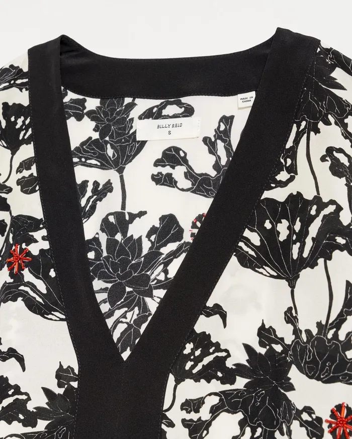 Women Banded Kaftan Blouse Blackwhite Billy Reid Tops
