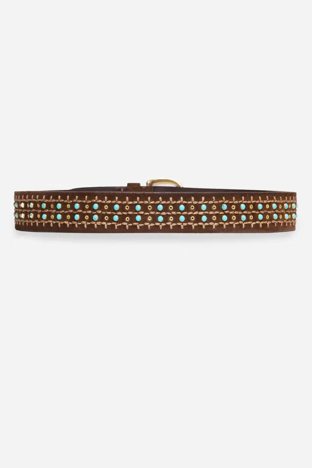 Women Belts Johnny Was CAMPO ITALIAN SUEDE CONCHO BELT Brown