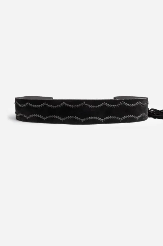 Women Belts Johnny Was PETTINE ITALIAN SUEDE TASSEL BELT Black