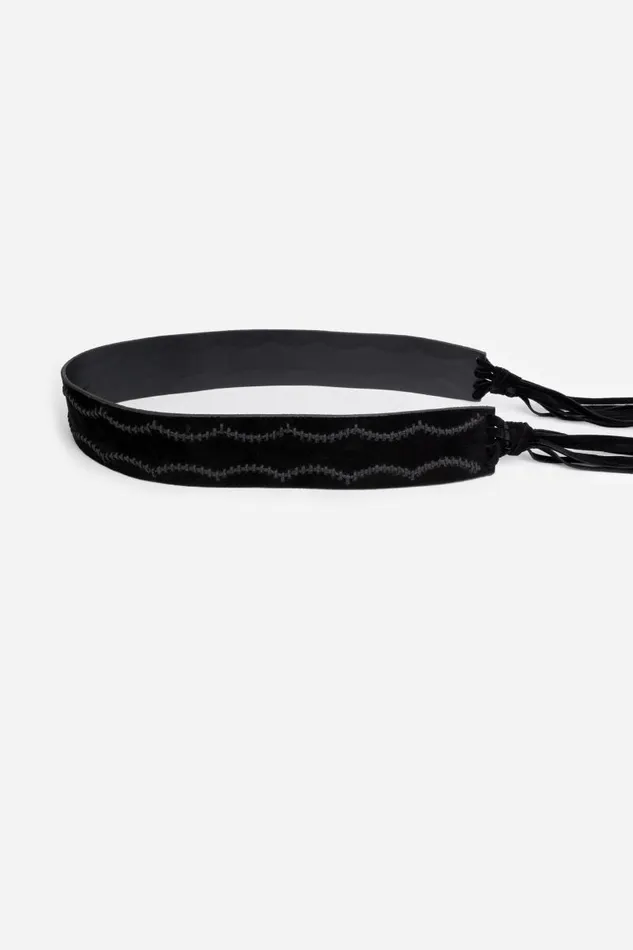Women Belts Johnny Was PETTINE ITALIAN SUEDE TASSEL BELT Black