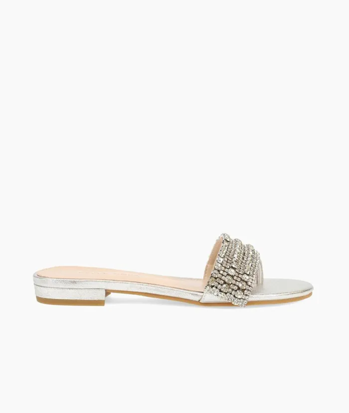 Women Besen Slide 8211 Silver Pelle Moda Sandals