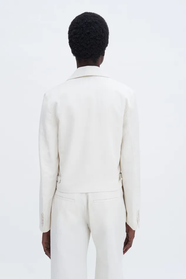 Women Blazers filippak Patch Pocket Cotton Linen Jacket Bone WhiteWhite Pinstripe Women Blazers filippak Patch Pocket Cotton Linen Jacket Bone WhiteWhite Pinstripe