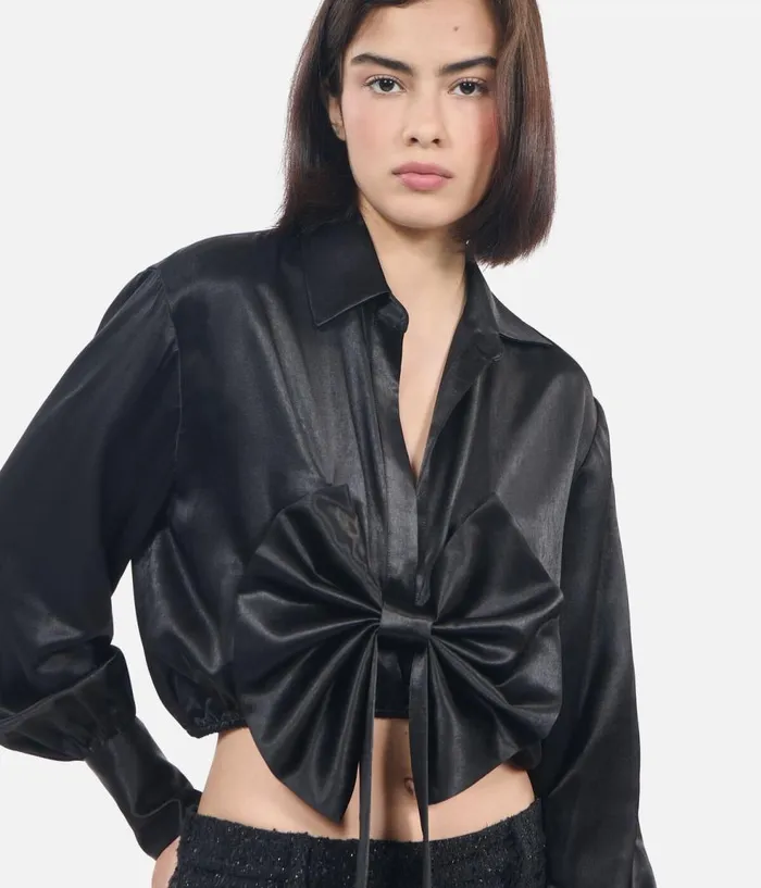 Women Blouses and Shirts THE KOOPLES Black Top With Bow Women Blouses and Shirts THE KOOPLES Black Top With Bow