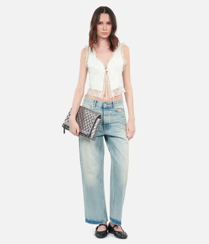 Women Blouses and Shirts THE KOOPLES Ecru Sleeveless Top With Lace
